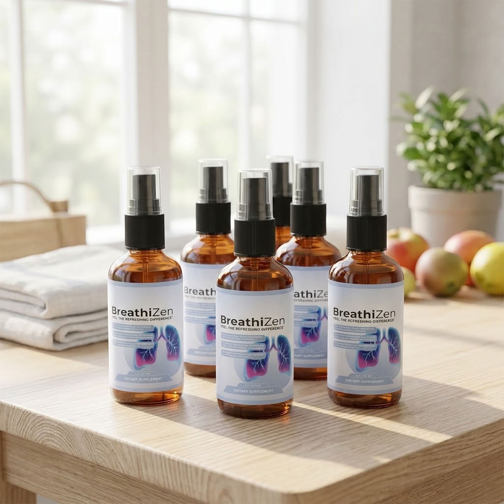 Two bottles of BreathiZen respiratory support spray