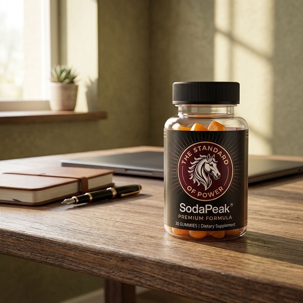 SodaPeak male vitality gummy supplement bottle